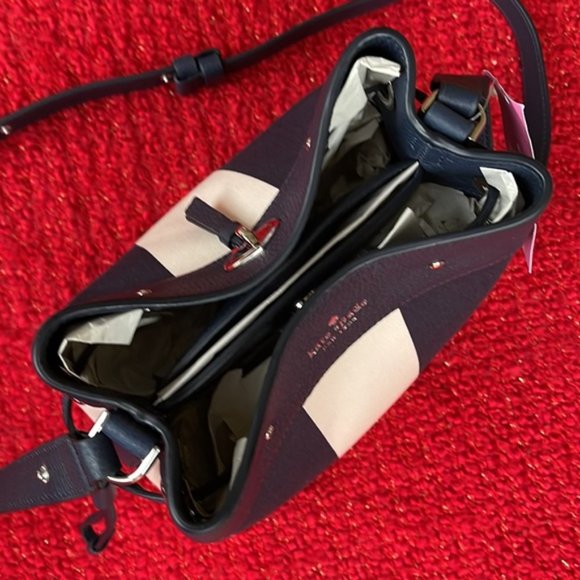 Kate Spade Marti Small Bucket Bag Even Stripe Blazer Blue - Picture 3 of 16